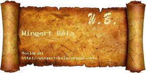 Wingert Béla névjegykártya